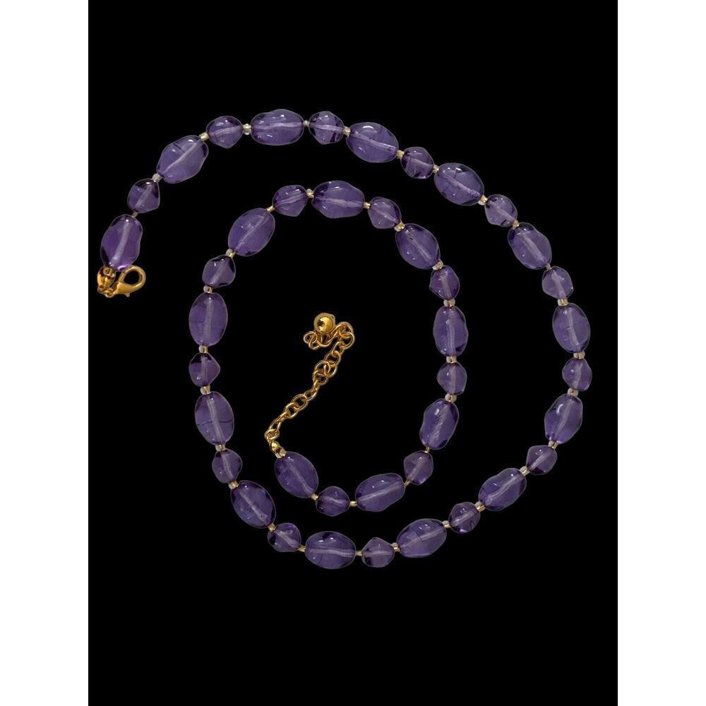 Joan Rivers Signed Gold Plated Purple Glass Bead 33" Necklace New Old Stock - Picture 7 of 9